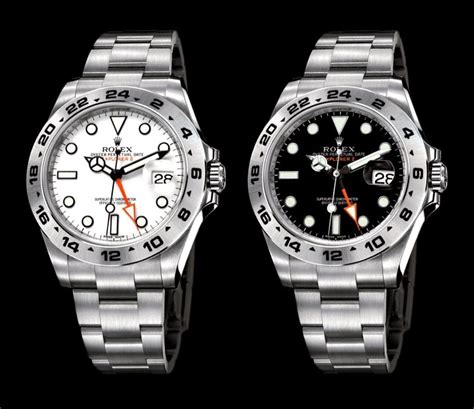 rolex explorer ii white vs black|rolex explorer 2 black dial.